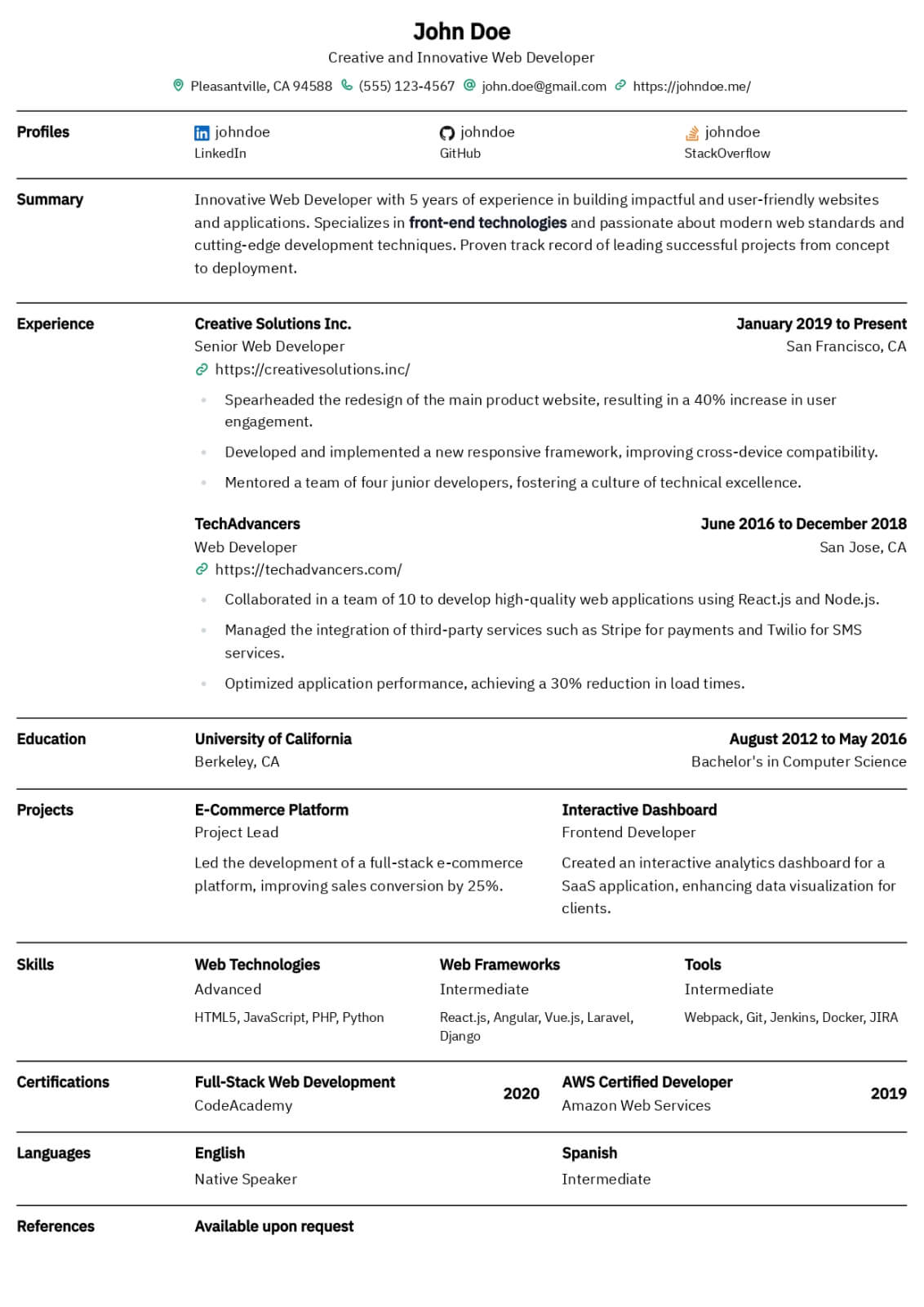 resume template - bronzor