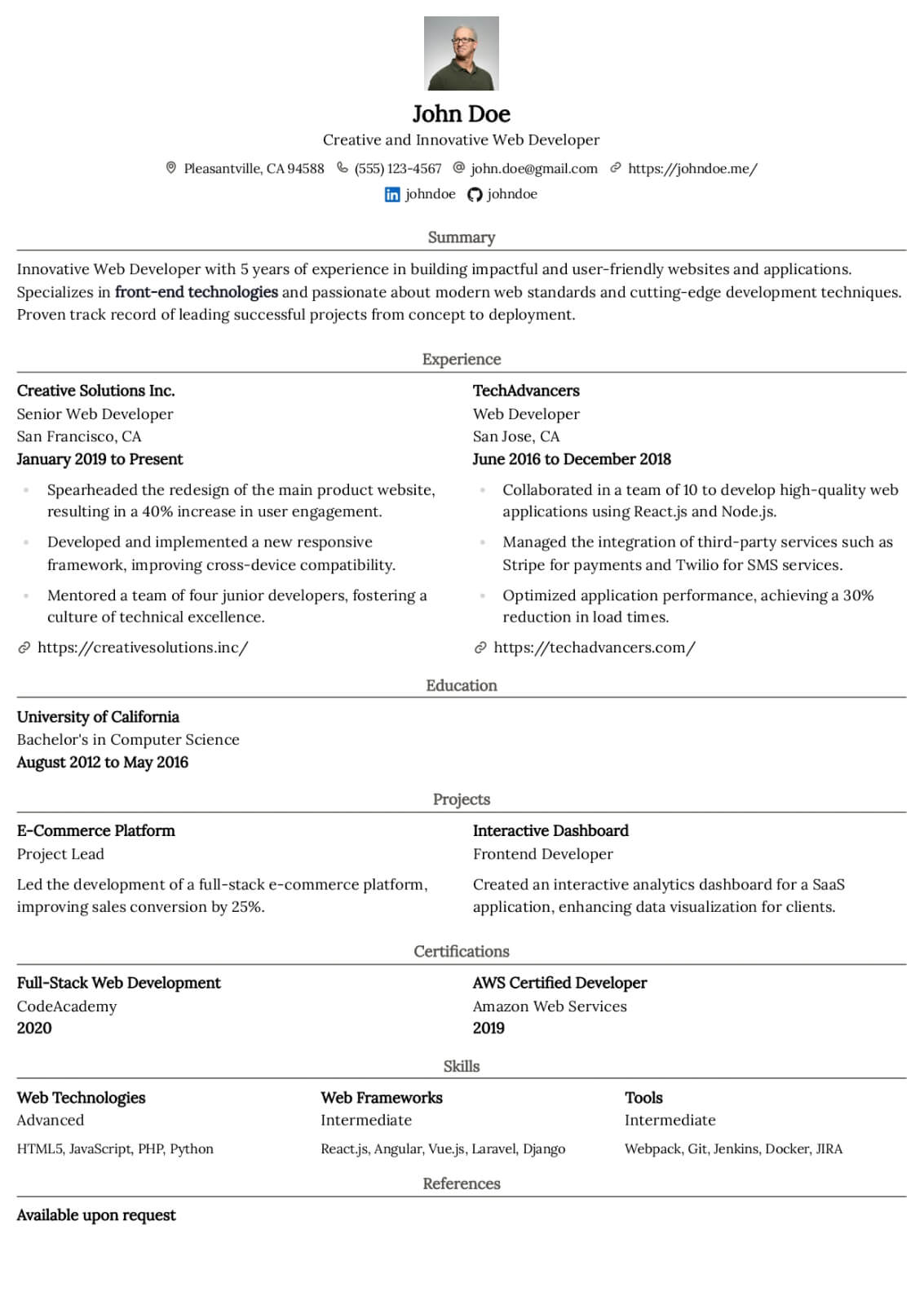 resume template - kakuna