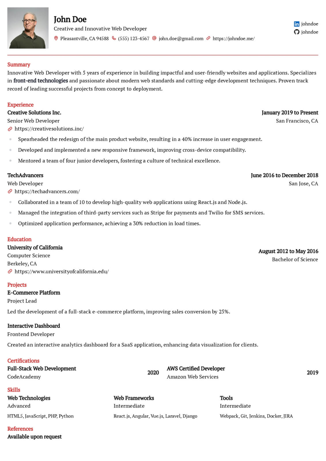 resume template - onyx